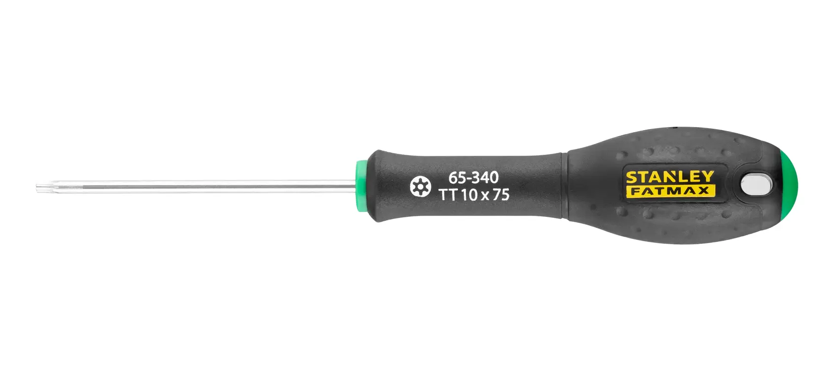 STANLEY 0-65-340 Torx screwdriver with black and yellow handle, side view on white background.