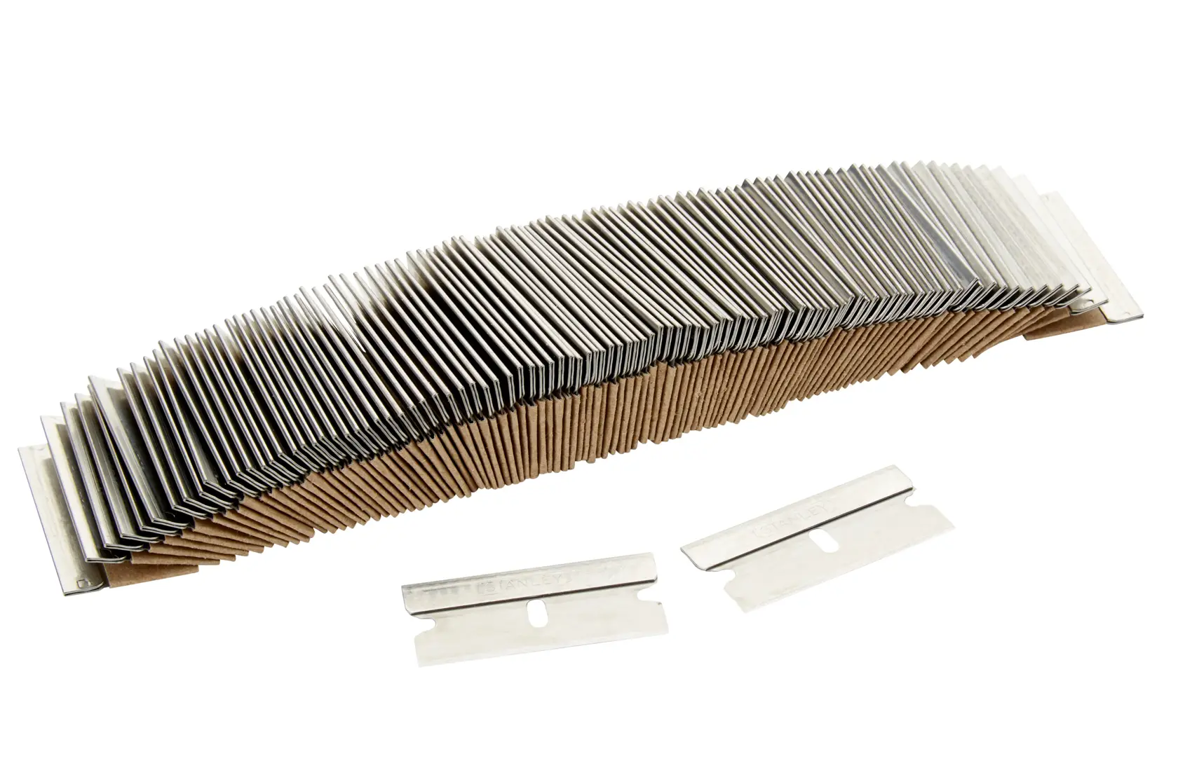 STANLEY 1-11-515 pack of double edge razor blades, silver color, front angle on white background.