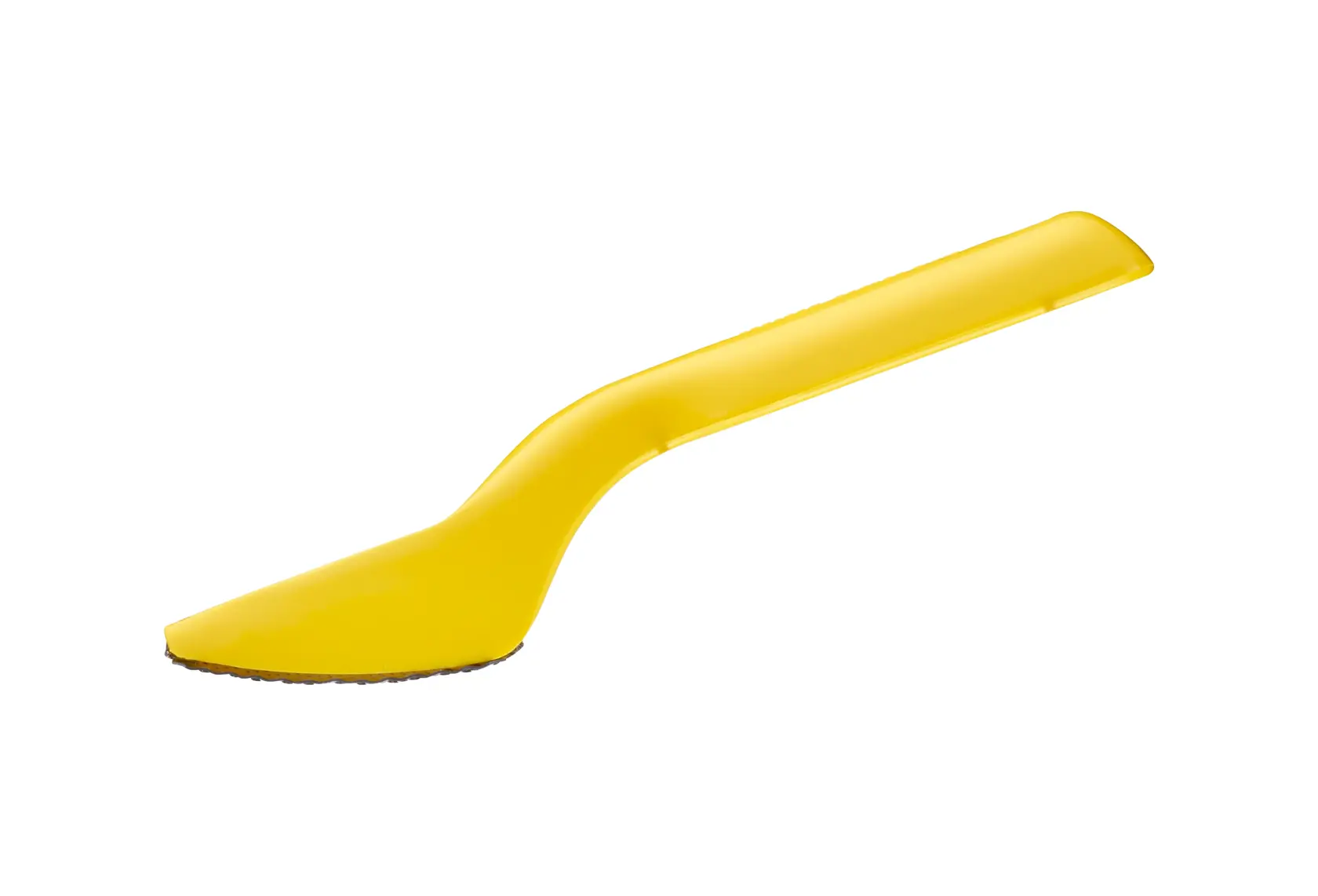 STANLEY 5-21-115 yellow plastic surform tool, side angle, on white background.