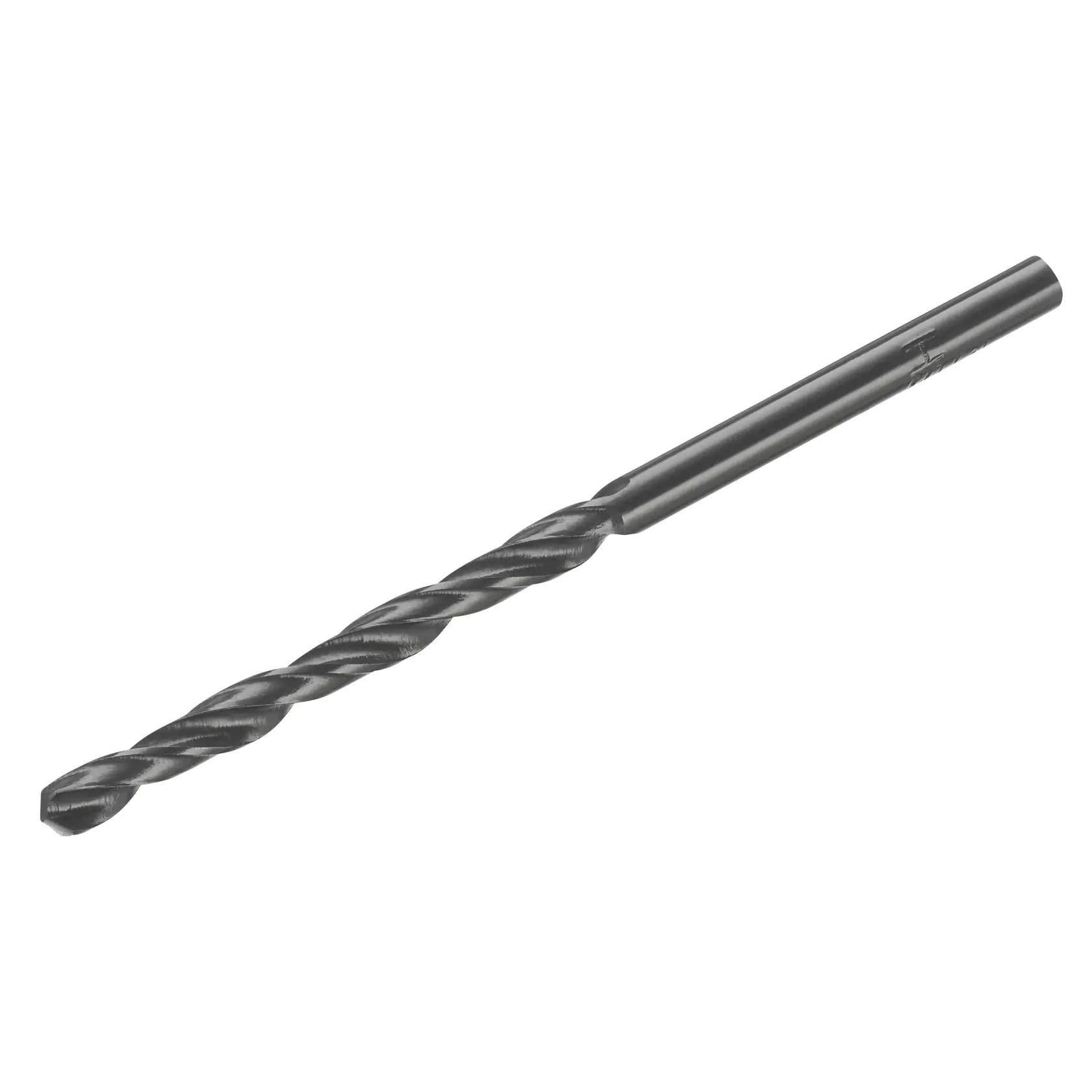 STANLEY STA50020C twist drill bit, black metal finish, side angle, product photography.