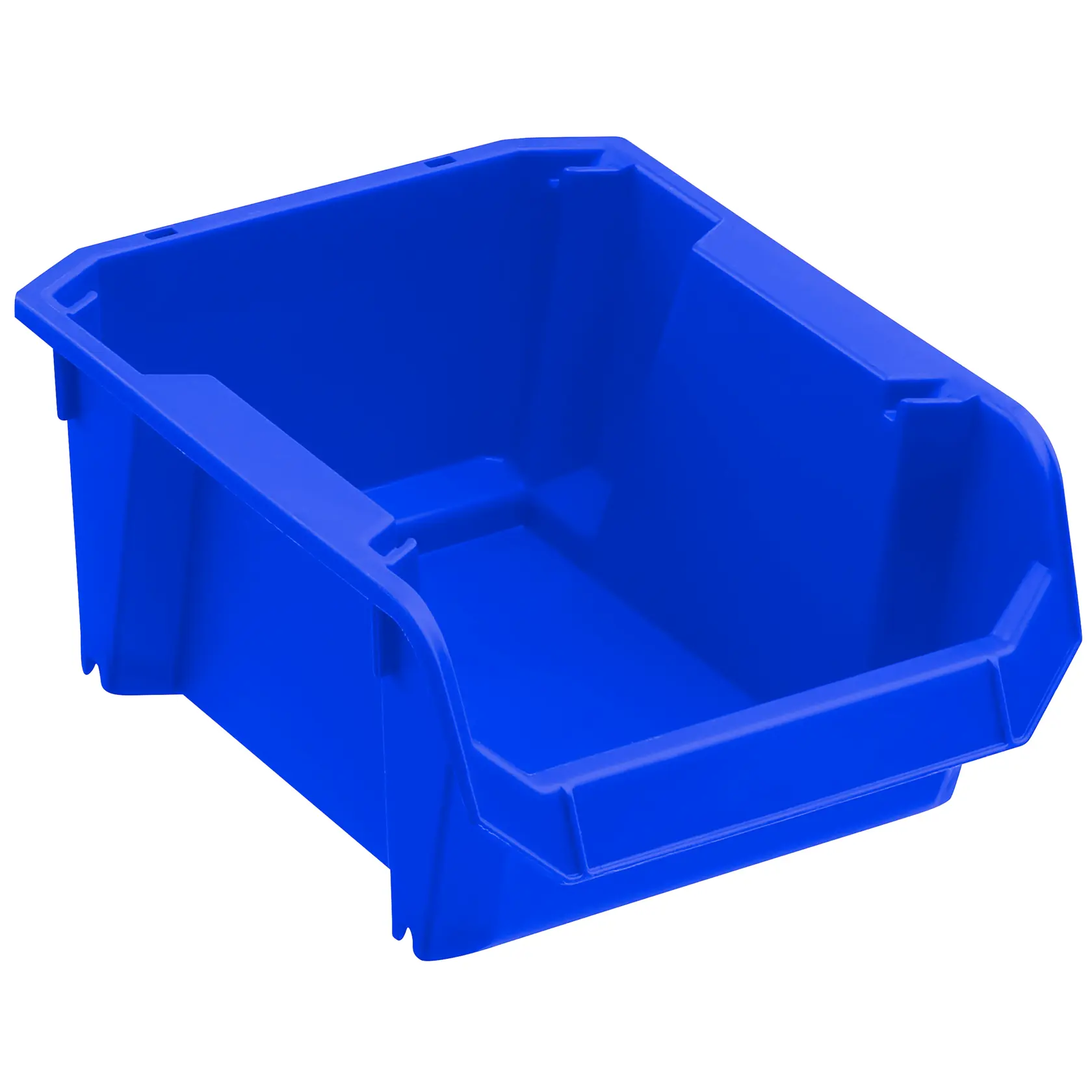 STANLEY STST82737-1 blue plastic storage bin, front angle on white background.