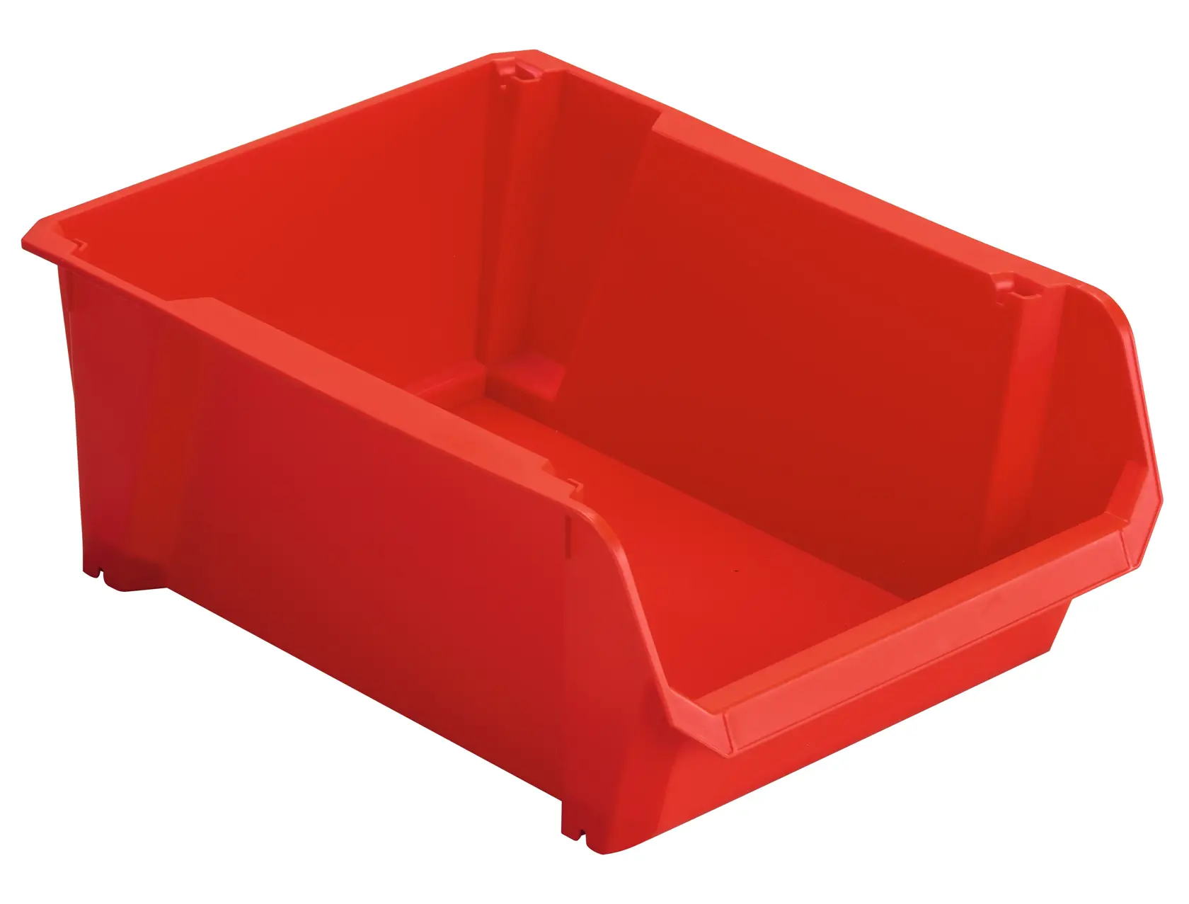 STANLEY STST82745-1 red plastic storage bin, angled front view, photography category.
